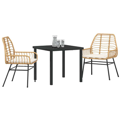 Set da Pranzo per Giardino 3 pcs Marrone polyrattan