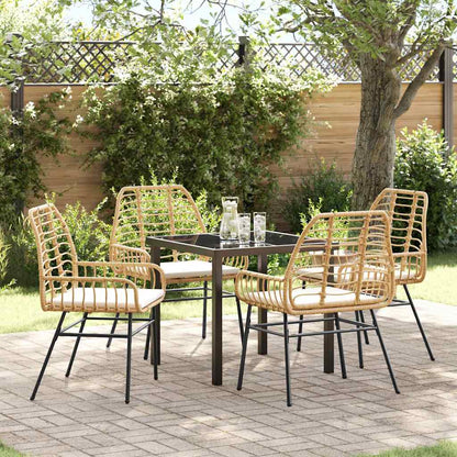Set da Pranzo per Giardino 5 pcs Marrone polyrattan