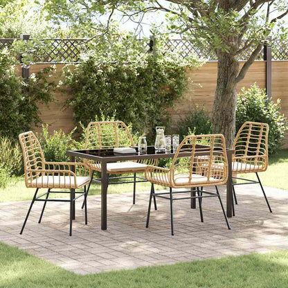 Set da Pranzo per Giardino 5 pcs Marrone polyrattan