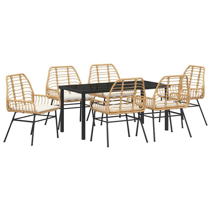 Set da Pranzo per Giardino 7 pcs Marrone polyrattan