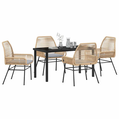 Set da Pranzo per Giardino con cuscino 5 pcs Marrone polyrattan