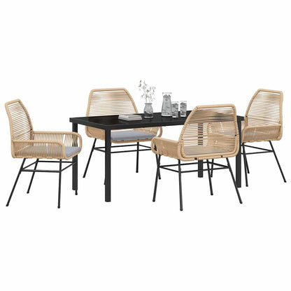 Set da Pranzo per Giardino con cuscino 5 pcs Marrone polyrattan