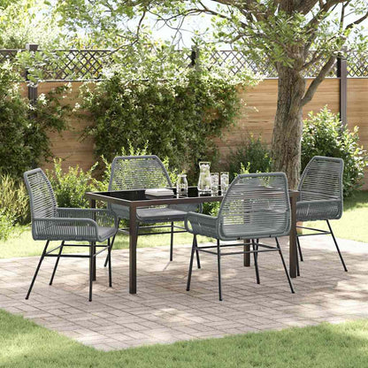 Set da Pranzo per Giardino con cuscino 5 pcs Grigio polyrattan