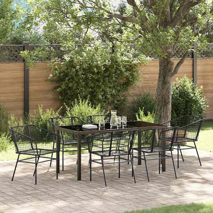 Set da Pranzo per Giardino 7 pcs Nero polyrattan