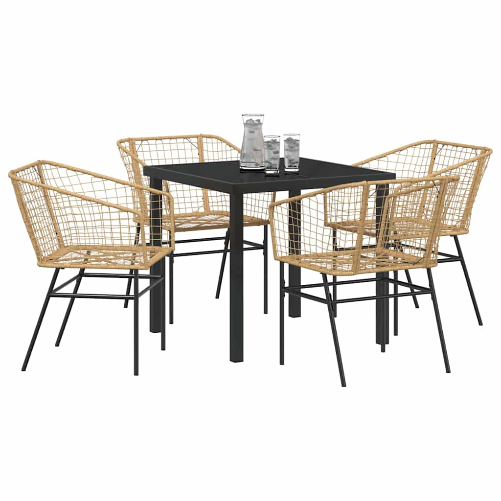 Set da Pranzo per Giardino 5 pcs Marrone polyrattan