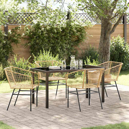 Set da Pranzo per Giardino 5 pcs Marrone polyrattan
