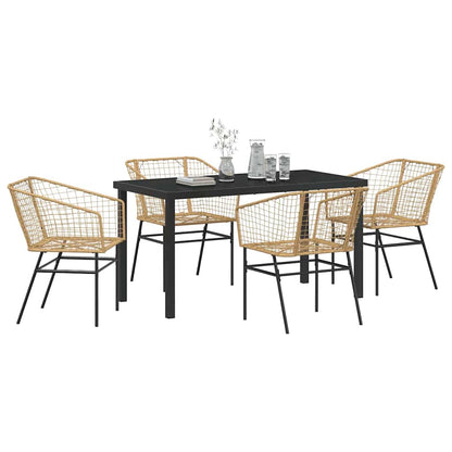 Set da Pranzo per Giardino 5 pcs Marrone polyrattan