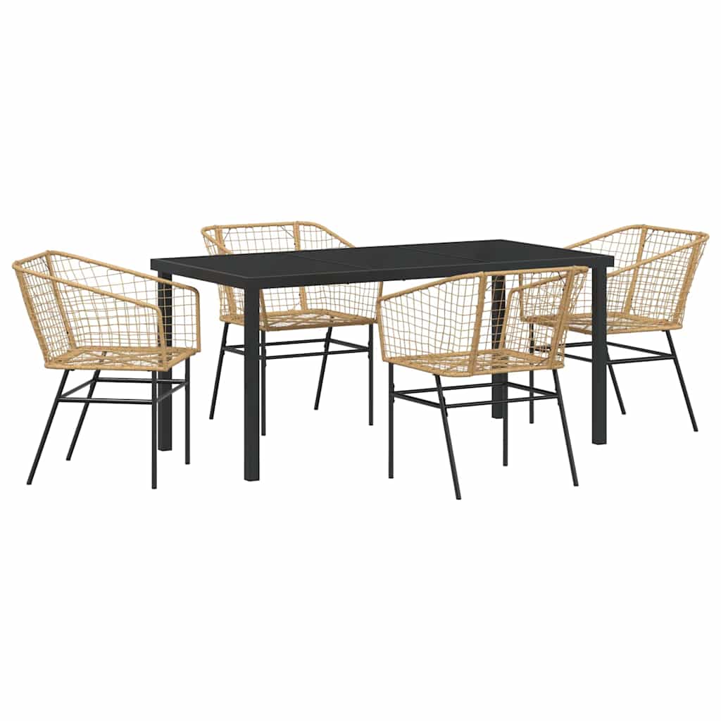 Set da Pranzo per Giardino 5 pcs Marrone polyrattan
