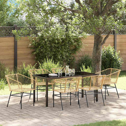 Set da Pranzo per Giardino 7 pcs Marrone polyrattan