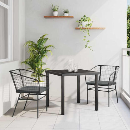 Set da Pranzo per Giardino 3 pcs Nero polyrattan