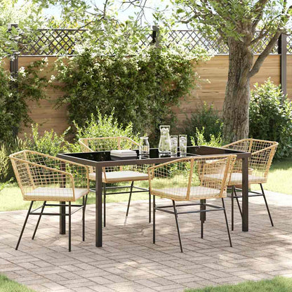 Set da Pranzo per Giardino 5 pcs Marrone polyrattan