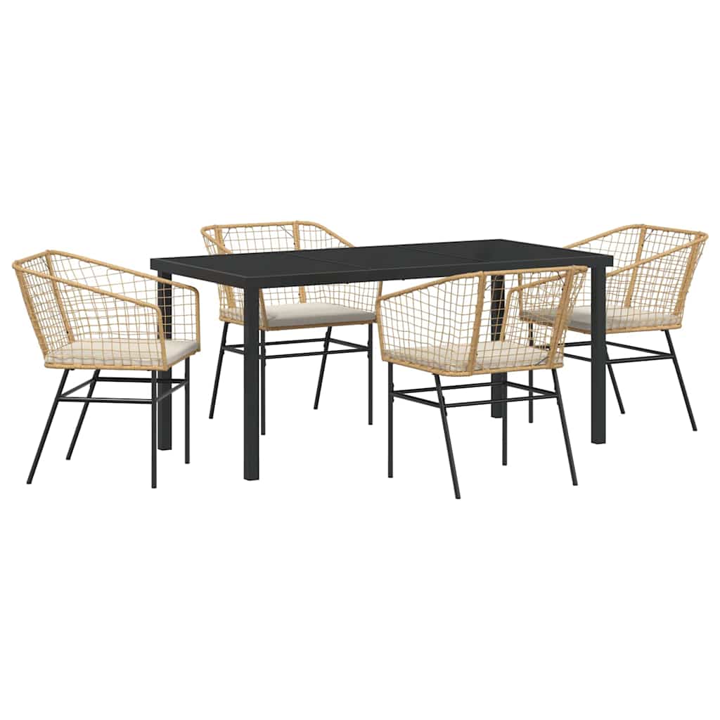 Set da Pranzo per Giardino 5 pcs Marrone polyrattan