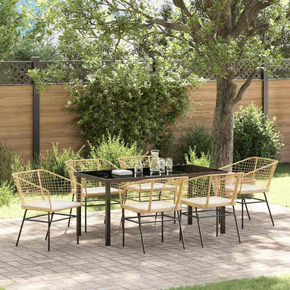 Set da Pranzo per Giardino 7 pcs Marrone polyrattan