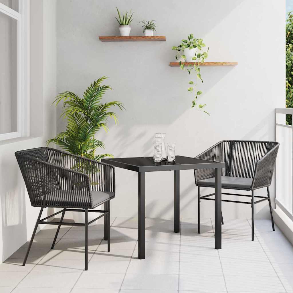 Set da Pranzo per Giardino con cuscino 3 pcs Nero