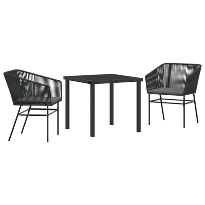 Set da Pranzo per Giardino con cuscino 3 pcs Nero
