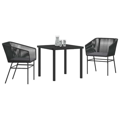 Set da Pranzo per Giardino con cuscino 3 pcs Nero