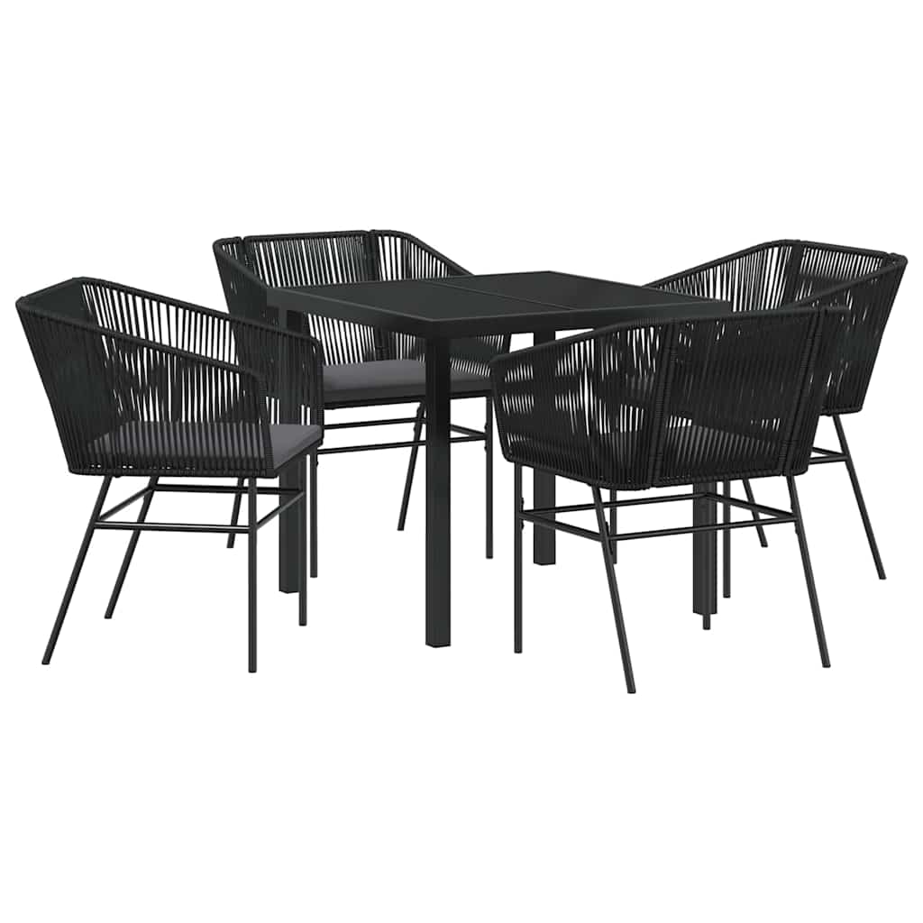 Set da Pranzo per Giardino con cuscino 5 pcs Nero