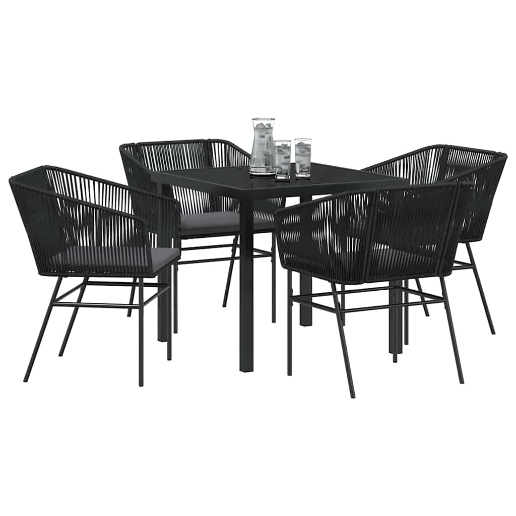 Set da Pranzo per Giardino con cuscino 5 pcs Nero