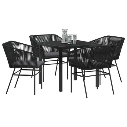 Set da Pranzo per Giardino con cuscino 5 pcs Nero