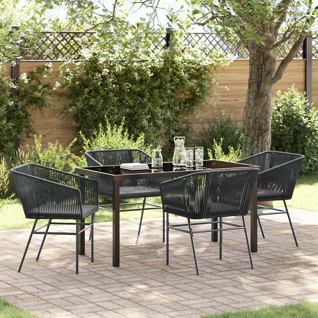Set da Pranzo per Giardino con cuscino 5 pcs Nero