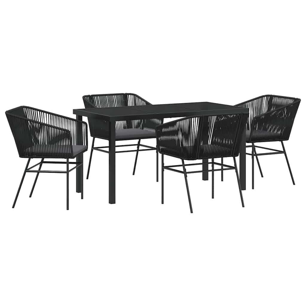 Set da Pranzo per Giardino con cuscino 5 pcs Nero