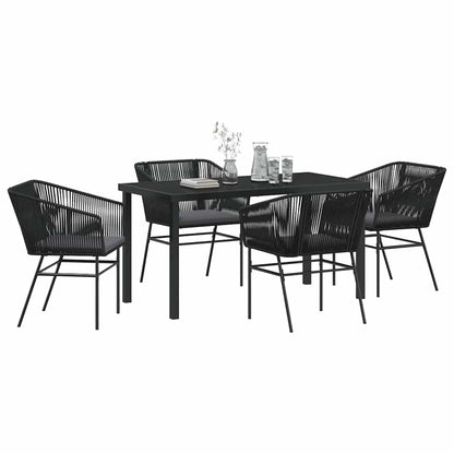 Set da Pranzo per Giardino con cuscino 5 pcs Nero