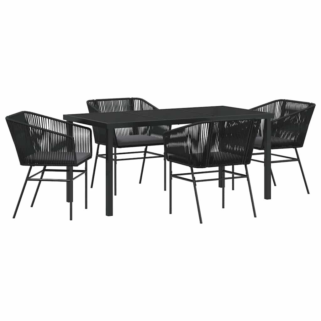 Set da Pranzo per Giardino con cuscino 5 pcs Nero