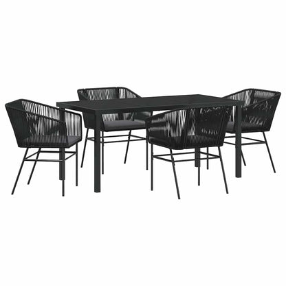 Set da Pranzo per Giardino con cuscino 5 pcs Nero