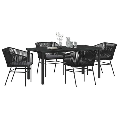 Set da Pranzo per Giardino con cuscino 5 pcs Nero