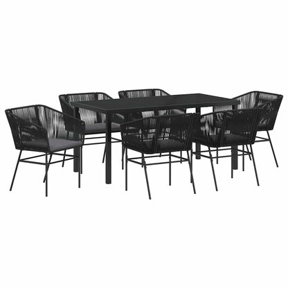 Set da Pranzo per Giardino con cuscino 7 pcs Nero