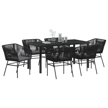 Set da Pranzo per Giardino con cuscino 7 pcs Nero