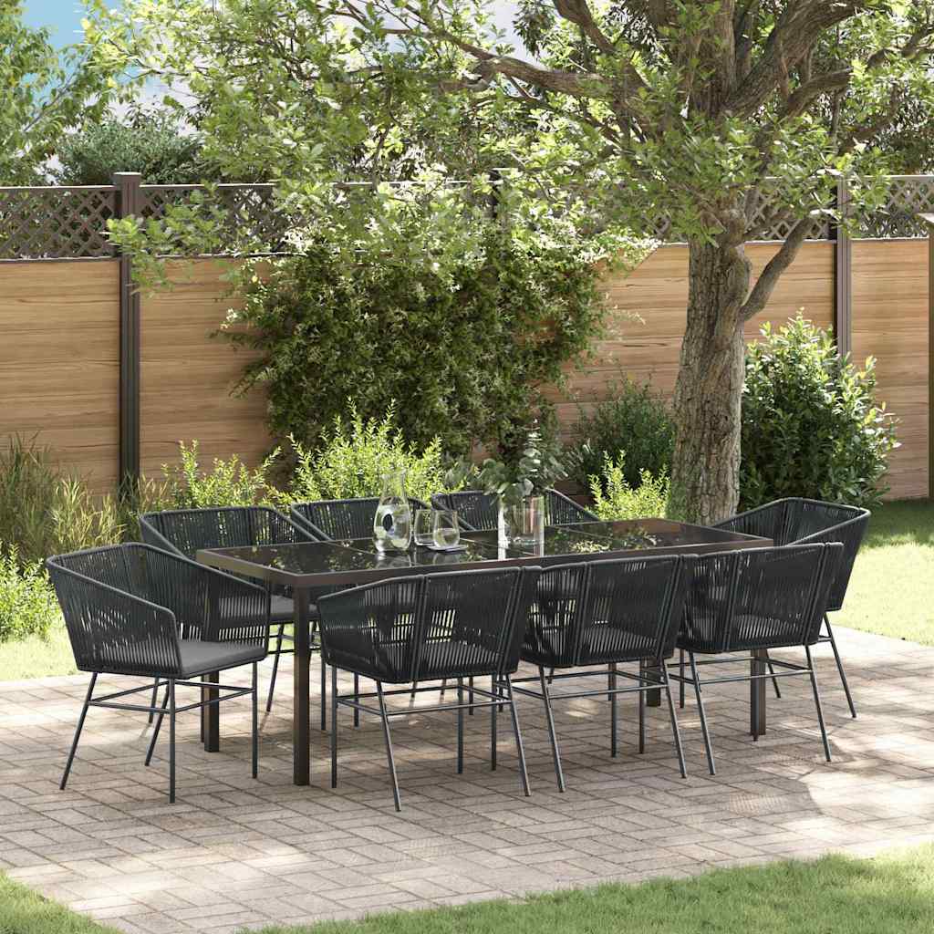 Set da Pranzo per Giardino con cuscino 9 pcs Nero