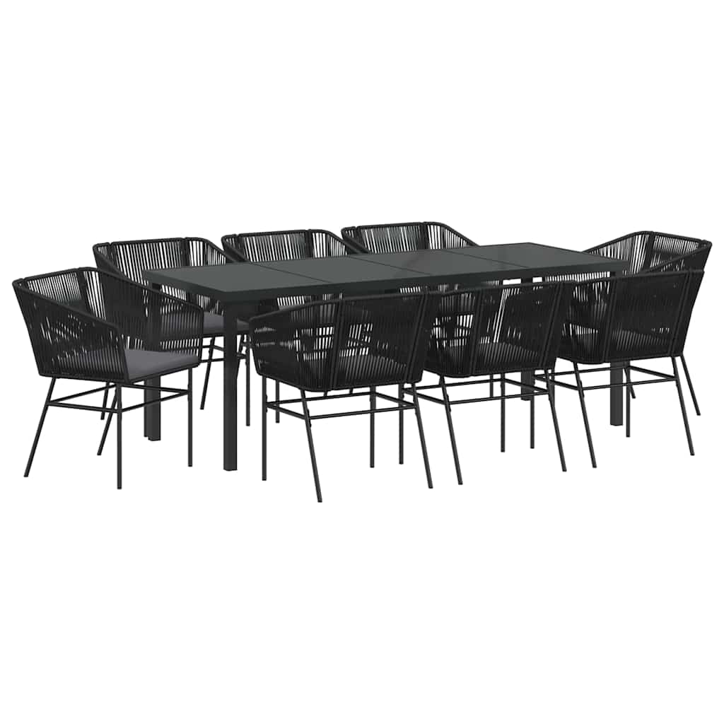 Set da Pranzo per Giardino con cuscino 9 pcs Nero