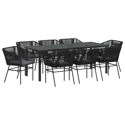 Set da Pranzo per Giardino con cuscino 9 pcs Nero