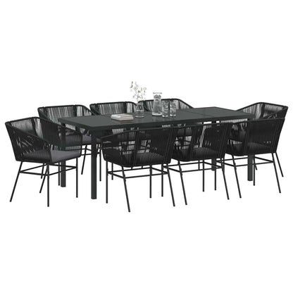 Set da Pranzo per Giardino con cuscino 9 pcs Nero
