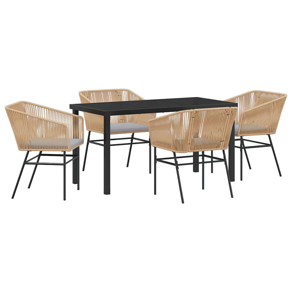 Set da Pranzo per Giardino con cuscino 5 pcs Marrone