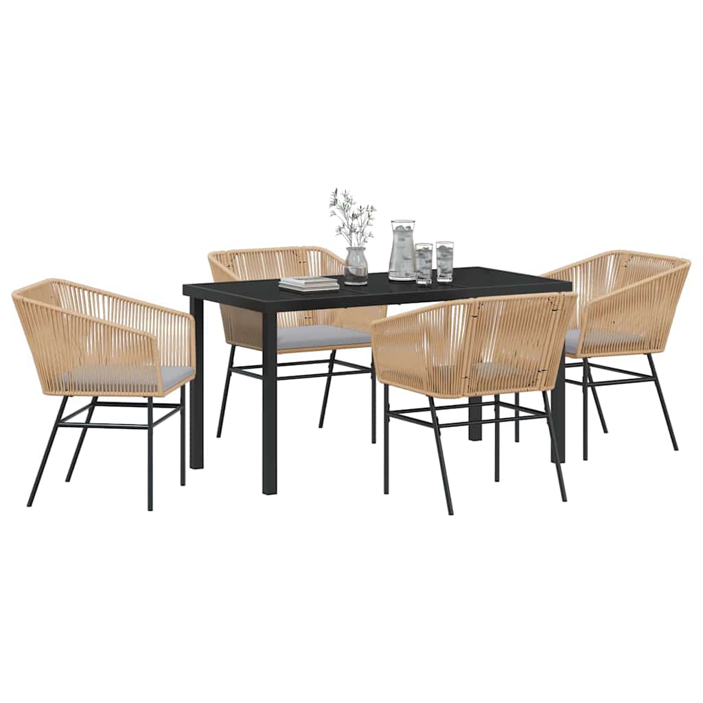 Set da Pranzo per Giardino con cuscino 5 pcs Marrone