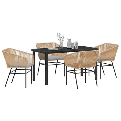 Set da Pranzo per Giardino con cuscino 5 pcs Marrone