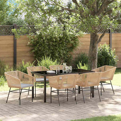 Set da Pranzo per Giardino con cuscino 7 pcs Marrone