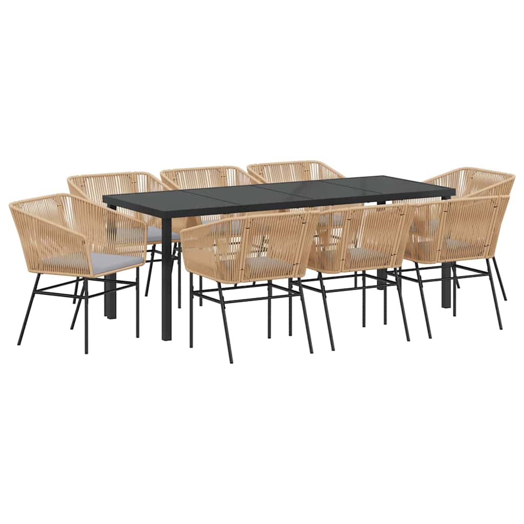 Set da Pranzo per Giardino con cuscino 9 pcs Marrone