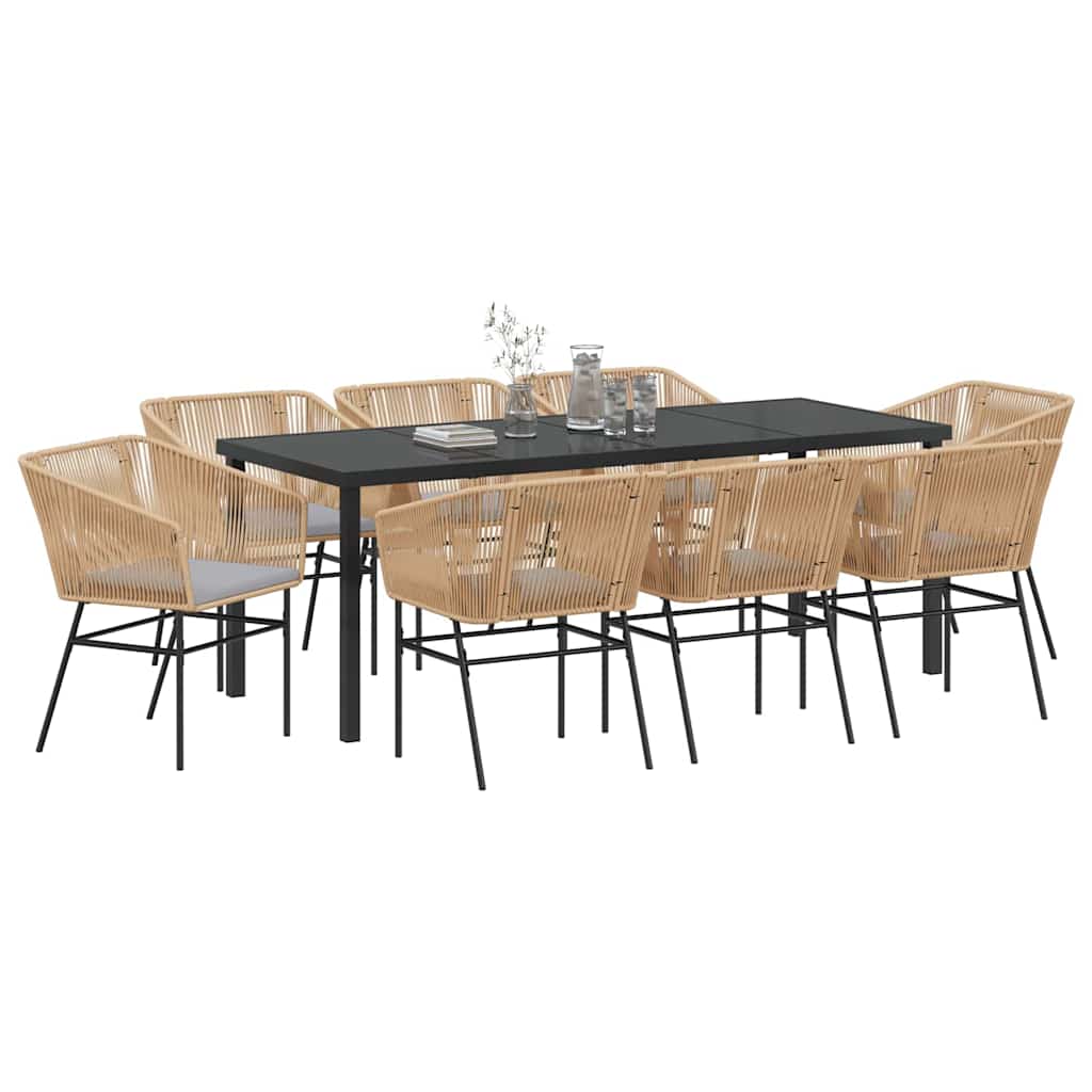 Set da Pranzo per Giardino con cuscino 9 pcs Marrone