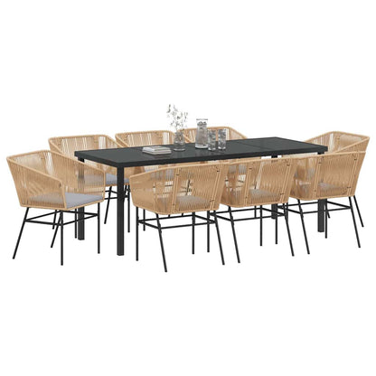 Set da Pranzo per Giardino con cuscino 9 pcs Marrone