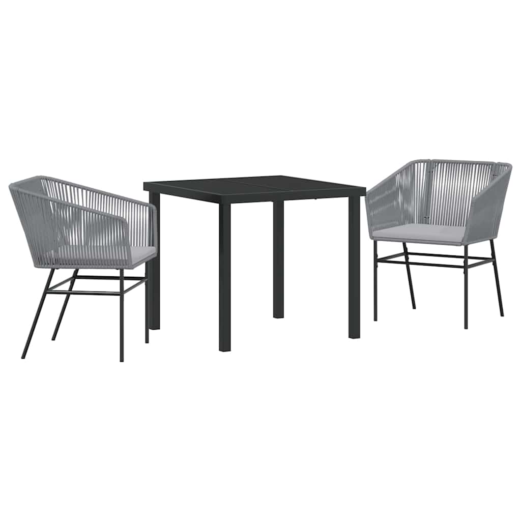 Set da Pranzo per Giardino con cuscino 3 pcs Grigio