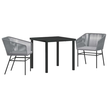 Set da Pranzo per Giardino con cuscino 3 pcs Grigio