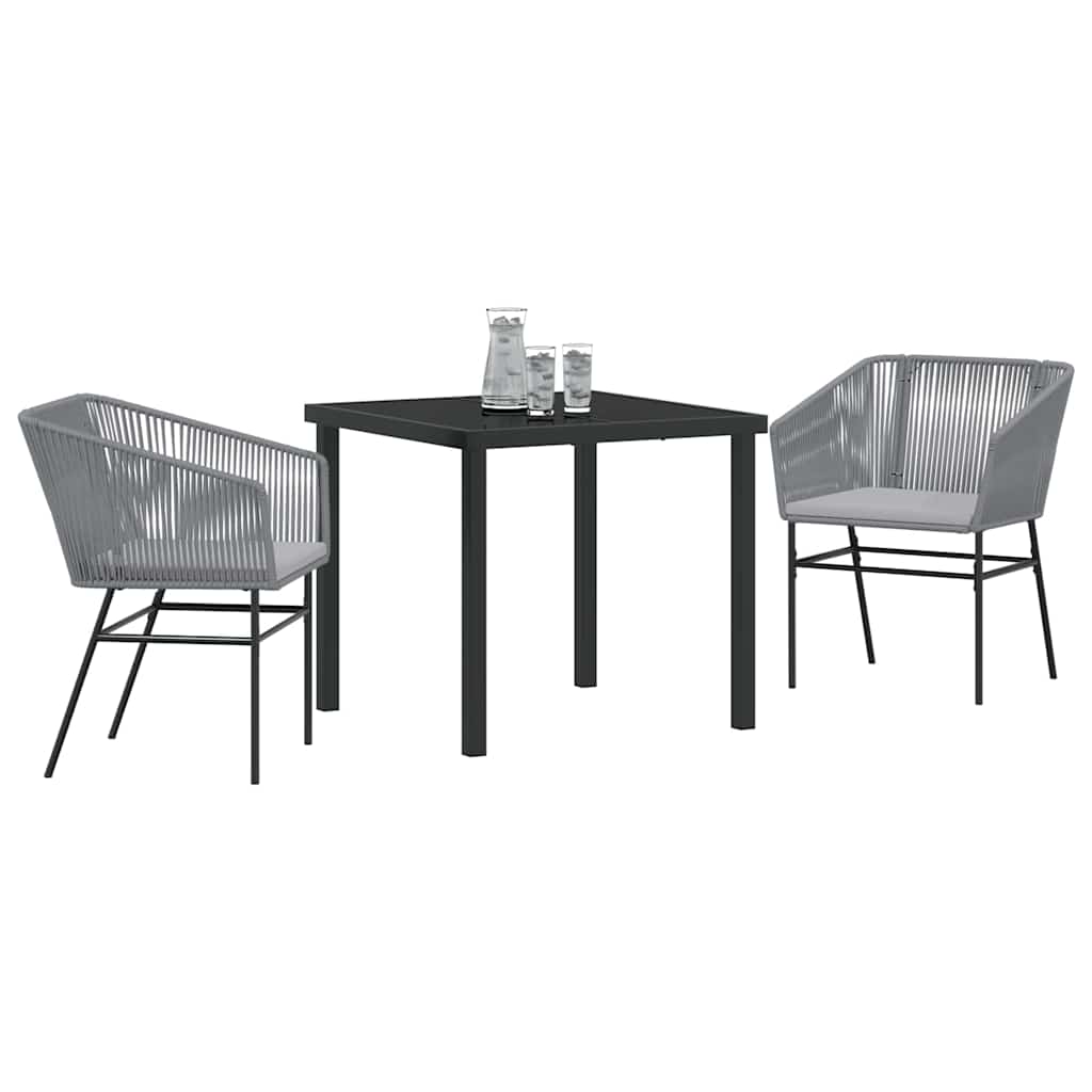 Set da Pranzo per Giardino con cuscino 3 pcs Grigio