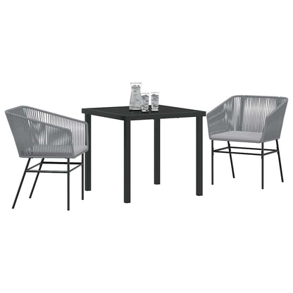 Set da Pranzo per Giardino con cuscino 3 pcs Grigio