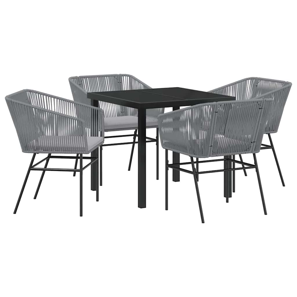 Set da Pranzo per Giardino con cuscino 5 pcs Grigio