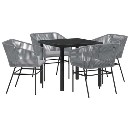 Set da Pranzo per Giardino con cuscino 5 pcs Grigio