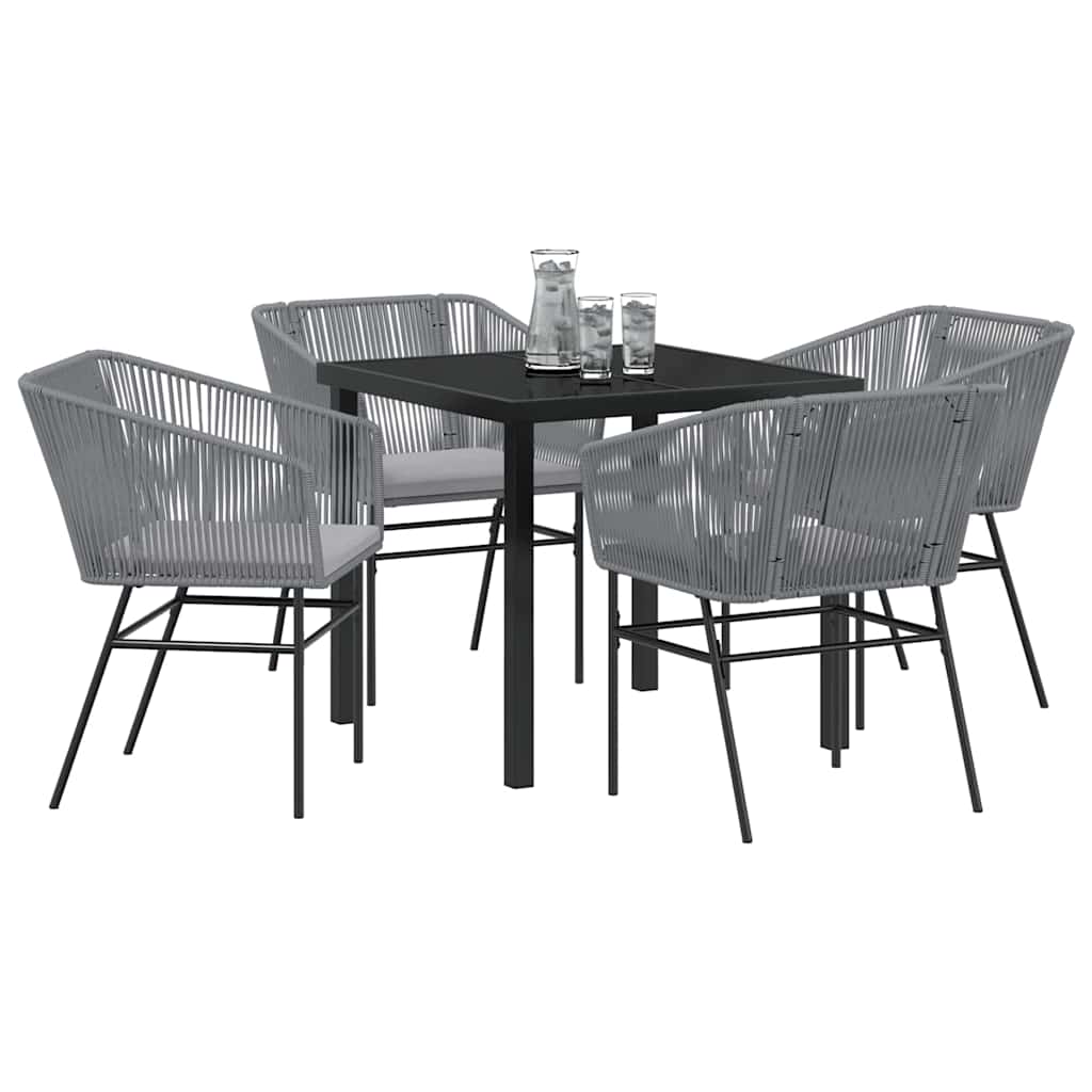 Set da Pranzo per Giardino con cuscino 5 pcs Grigio