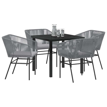 Set da Pranzo per Giardino con cuscino 5 pcs Grigio